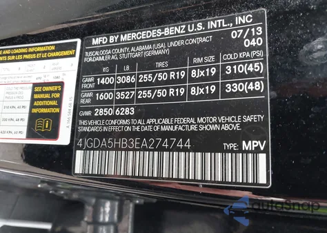 2014 Mercedes-Benz Ml 350 4Matic z USA, uszkodzony, nr VIN 4JGDA5HB3EA274744